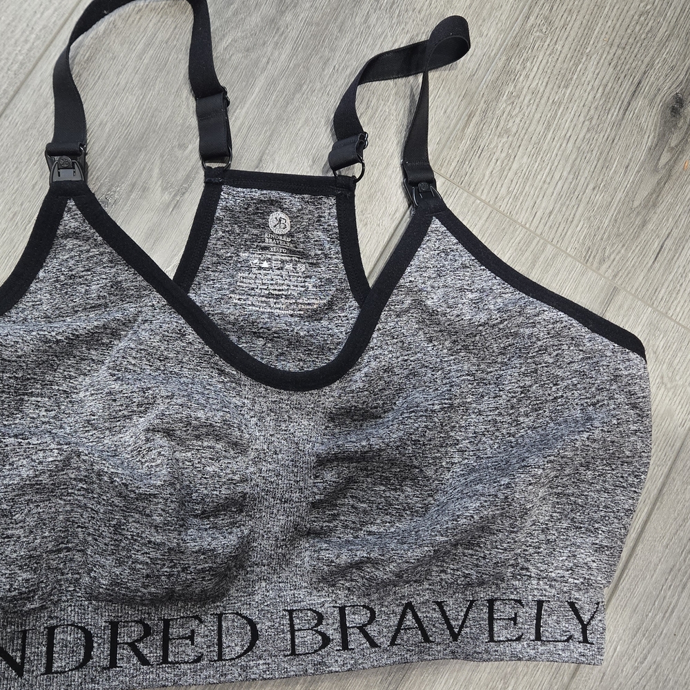Kindred Bravely Heather Gray Nursing Sleep Bra with Clip-Down Straps